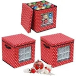 Relaxdays Weihnachtskugel Aufbewahrungsbox, 3er Set, HxBxT: 33 x 33 x 33 cm, Vlies,