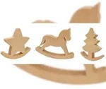 Erst-Holz Weihnachtsdeko Tischdeko Schaukel-Pferd, Stern, Baum o. 3er-Set Buche