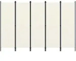 vidaXL 5-tlg. Raumteiler Cremewei&szlig; 250x180 cm