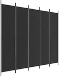 vidaXL 5-tlg. Paravent Schwarz 250x220 cm Stoff