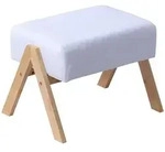 Relaxdays Fu&szlig;hocker, gepolsterte Fu&szlig;ablage, Bambusbeine, HBT: 30x40x28 cm, Flur,