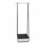 Relaxdays Kleiderst&auml;nder Metall, mit Ablage, Kleiderstange Holzoptik, HBT 141x56x45