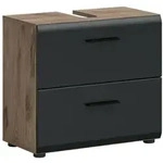 Ebuy24 Ice Waschbeckenunterschrank 2 Schubladen Schwarz matt, Eiche Dekor.