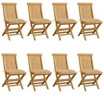 vidaXL Gartenst&uuml;hle mit Beigen Kissen 8 Stk. Massivholz Teak