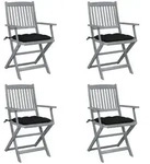 vidaXL Klappbare Gartenst&uuml;hle 4 Stk. mit Kissen Massivholz Akazie