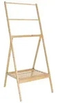 Relaxdays Handtuchst&auml;nder Bambus, klappbar, Ablage, 3 Stangen, HxBxT: 112 x 55...