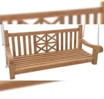 DELUKE Schaukelbank TABEL - Holz Teak 150x70x61 cm | H&auml;ngebank Gartenschaukel...