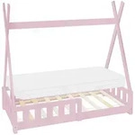 ML-Design Kinderbett Tipi 70x140 cm Rosa mit Matratze, Rausfallschutz &...