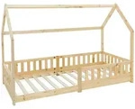 ML-Design Kinderbett 90x200 cm Natur mit Rausfallschutz, Dach & Lattenrost,...