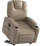 vidaXL Massagesessel mit Aufstehhilfe Cappuccino-Braun Kunstleder