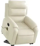 vidaXL Massagesessel mit Aufstehhilfe Elektrisch Creme Kunstleder