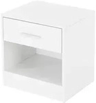 ML-Design Nachttisch Wei&szlig; 36,5x38,5x30 cm Holz Alu Griff Nachtschrank...