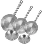 WellHome - 5er Bratpfannen-Set &Oslash;20/24/28/30/32cm aus Edelstahl, induktionsgeeignet