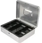 HMF Geldkassette abschlie&szlig;bar, Kasse mit M&uuml;nzeinsatz, 5 M&uuml;nzf&auml;cher, 30 x 24 x 9