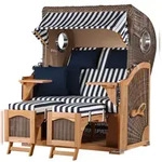 Mr. Deko Strandkorb Komplettset - bene living - Ammersee Teak - PE grau -...
