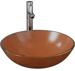 vidaXL Badezimmer Waschbecken mit Wasserhahn und Ablaufgarnitur Braun