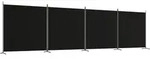 vidaXL 4-tlg. Paravent Schwarz 698x180 cm Stoff