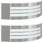 vidaXL Au&szlig;enwandlampen 2 pcs Silber 32 x 10 x 10 cm Edelstahl