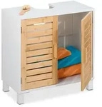 Relaxdays Waschbeckenunterschrank mit 2 T&uuml;ren, HBT: 60x60x32 cm, Bambus & MDF,