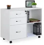 Relaxdays Rollcontainer, 3 Schubladen, 2 F&auml;cher, H&auml;ngeregister, HxBxT: 66x80x40 cm,