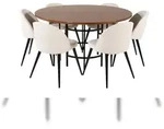 Copenhagen Essgruppe Esstisch braun und 6 Velvet Esszimmerst&uuml;hle Samt beige,