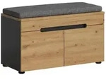 Ebuy24 Canu Sitzbank mit Aufbewahrung inkl. Kissen 2 T&uuml;ren Eiche Dekor, grau.