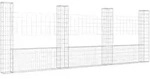 vidaXL Gabionenkorb U-Form mit 4 S&auml;ulen Eisen 380x20x150 cm