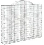 vidaXL Gabione mit Hochbogen 200x30x160/180 cm Verzinktes Eisen