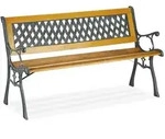 Relaxdays Gartenbank, 2 Sitzer, Holz & Gusseisen, Balkon & Terrasse, rustikale