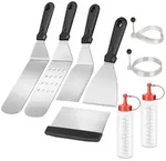 Intirilife 9-teiliges Grillbesteck Set aus Edelstahl - 2 Spatel, 2 Flaschen, 2