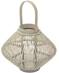 ECD Germany Bambus Laterne, Windlicht H:44 cm Holzfarbe, Gartenlaterne mit Henkel &