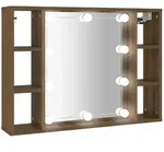 vidaXL Spiegelschrank mit LED Braun Eichen-Optik 76x15x55 cm