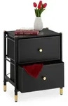 Relaxdays Beistellschrank, 2 Schubladen, HxBxT: 55,5 x 46 x 33 cm, Schr&auml;nkchen...