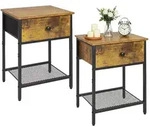 Relaxdays Nachttisch 2er Set, Schublade & Ablage, HxBxT: 55x40x30 cm, Industrial,