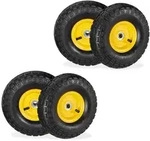 Relaxdays Sackkarrenrad 4er Set, 4.10 3.50-4, luftbereift, Stahlfelge, 136 kg,