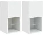 vidaXL TV-Schr&auml;nke mit LED-Leuchten 2 Stk. Wei&szlig; 30,5x30x60 cm