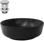 LuxeBath Waschbecken inkl. Ablaufgarnitur Silber ohne &Uuml;berlauf &Oslash; 41,5x13,5 cm