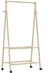 vidaXL Kleiderst&auml;nder mit Ablagen und Rollen 96x45,5x155,5 cm Bambus