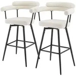 ML-Design Barhocker drehbar 2er Set Beige, Teddy-Stoff, 76 cm, Gepolsterte