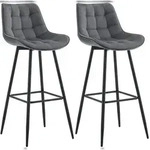 CLP 2er Set Barhocker Dartford dunkelgrau/Samt