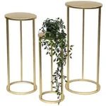 DanDiBo Blumenhocker Metall Gold Rund Blumenst&auml;nder Beistelltisch 96510 3er Set