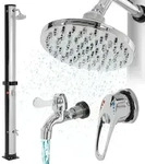 ML-Design Solardusche 35L Rund 217,5 cm Silber-Schwarz &ndash; Mit Fu&szlig;dusche &