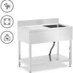 Royal Catering Sp&uuml;ltisch - 1 Becken - Edelstahl - 100 x 60 cm -