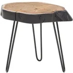 FineBuy Beistelltisch Holz Wohnzimmertisch Massiv Baumkante Wohnzimmer Tisch