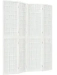 vidaXL 4-tlg. Paravent Japanischer Stil Faltbar 160x170 cm Wei&szlig;