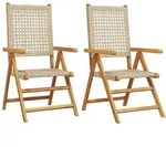 vidaXL Gartenst&uuml;hle 2 Stk. Beige Massivholz Akazie und Poly Rattan