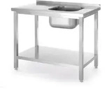 Hendi Sp&uuml;ltisch Becken links mit Grundboden und Aufkantung 800x600x850mm