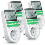 BEARWARE 4x Zeitschaltuhr, digital, programmierbar, LCD Display, Steckdosen...