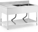 Royal Catering Sp&uuml;ltisch - 2 Becken - Edelstahl - 140 x 70 cm -