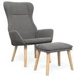 vidaXL Relaxsessel mit Hocker Hellgrau Stoff